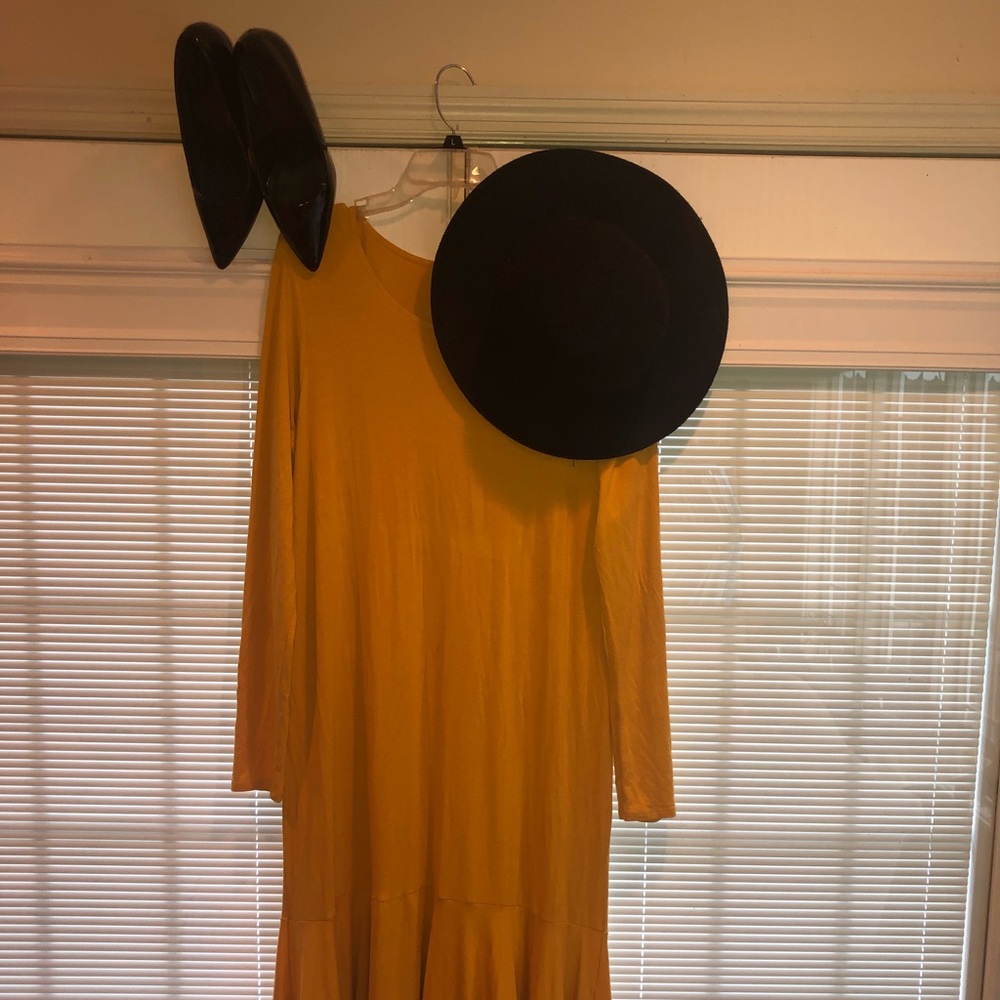 Beautiful Ruffled bottom Mustard Maxi Dress!